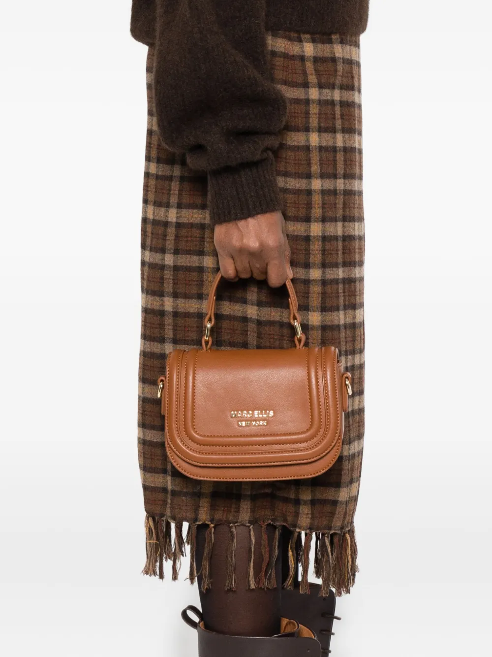 Marc Ellis Top-handle Logo-lettering Shoulder Bag In Brown