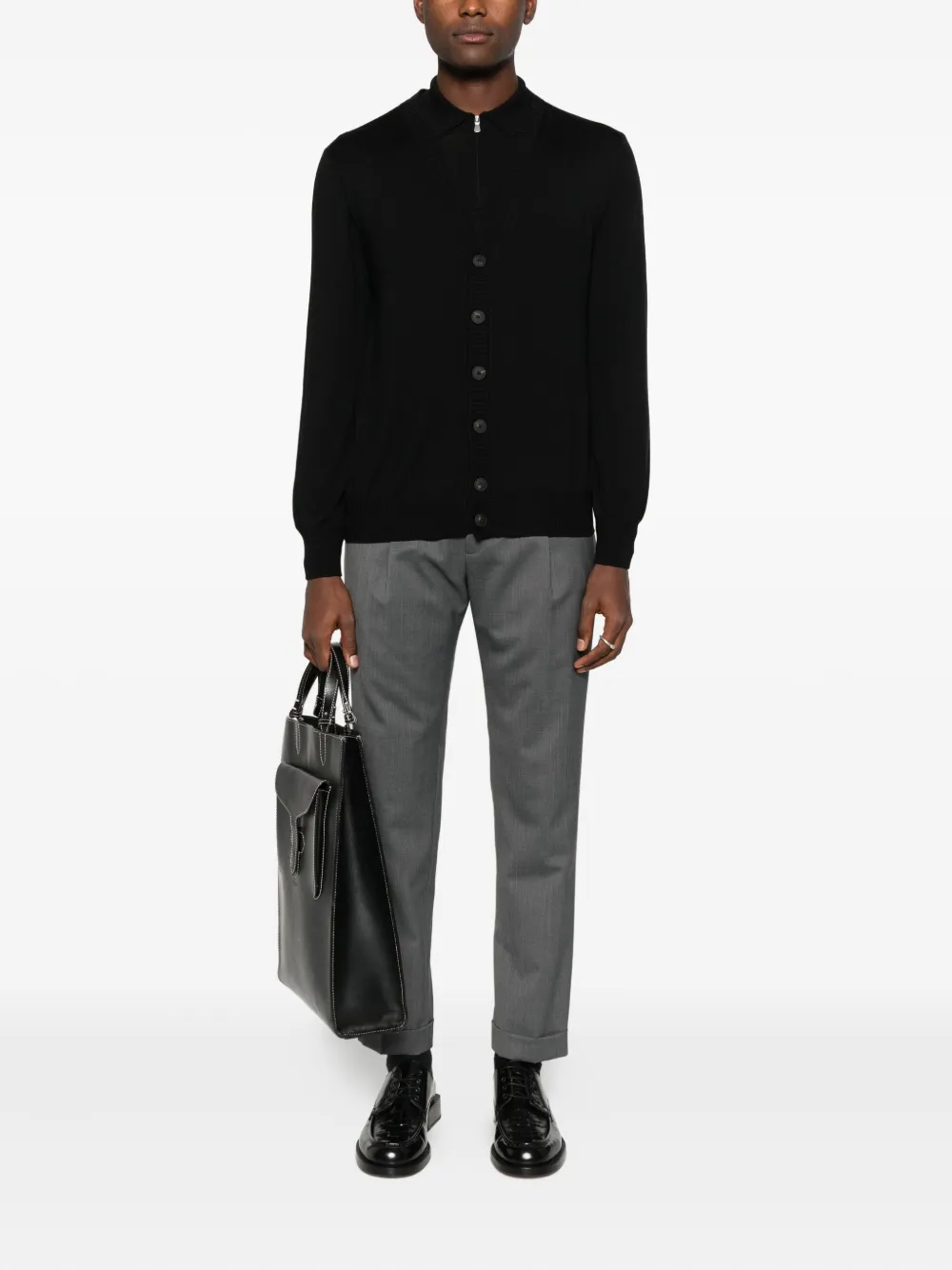 Gran Sasso Button-up V-neck Cardigan In Black
