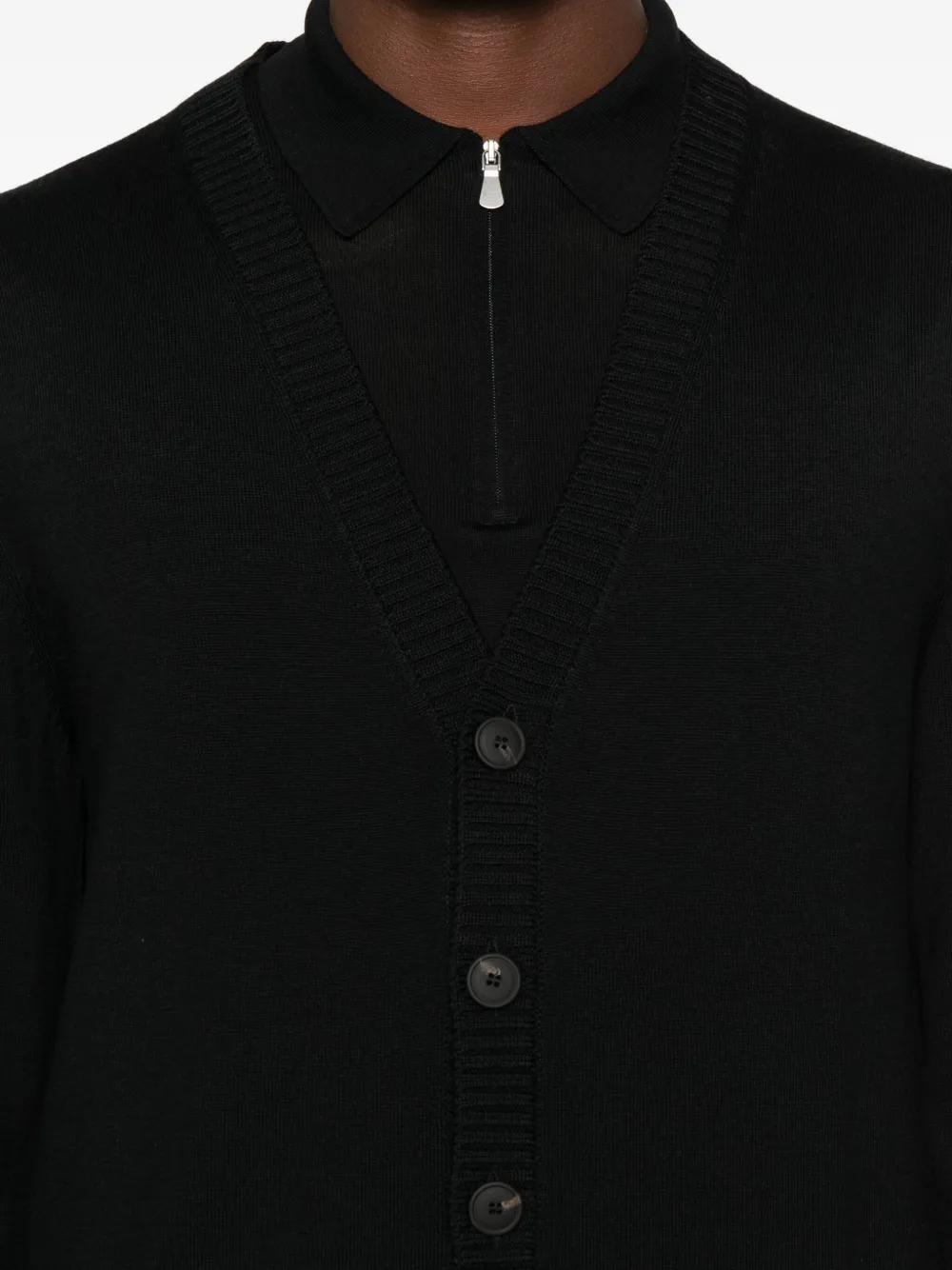Gran Sasso Button-up V-neck Cardigan In Black