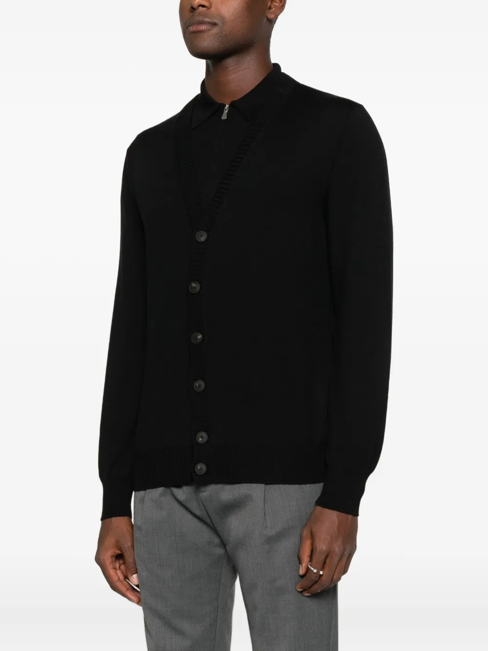 Gran Sasso Button-up V-neck Cardigan In Black