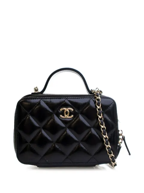 CHANEL Pre-Owned 2021-2025 Mini CC Glazed Calfskin Double Zip Top Handle Case vanity bag