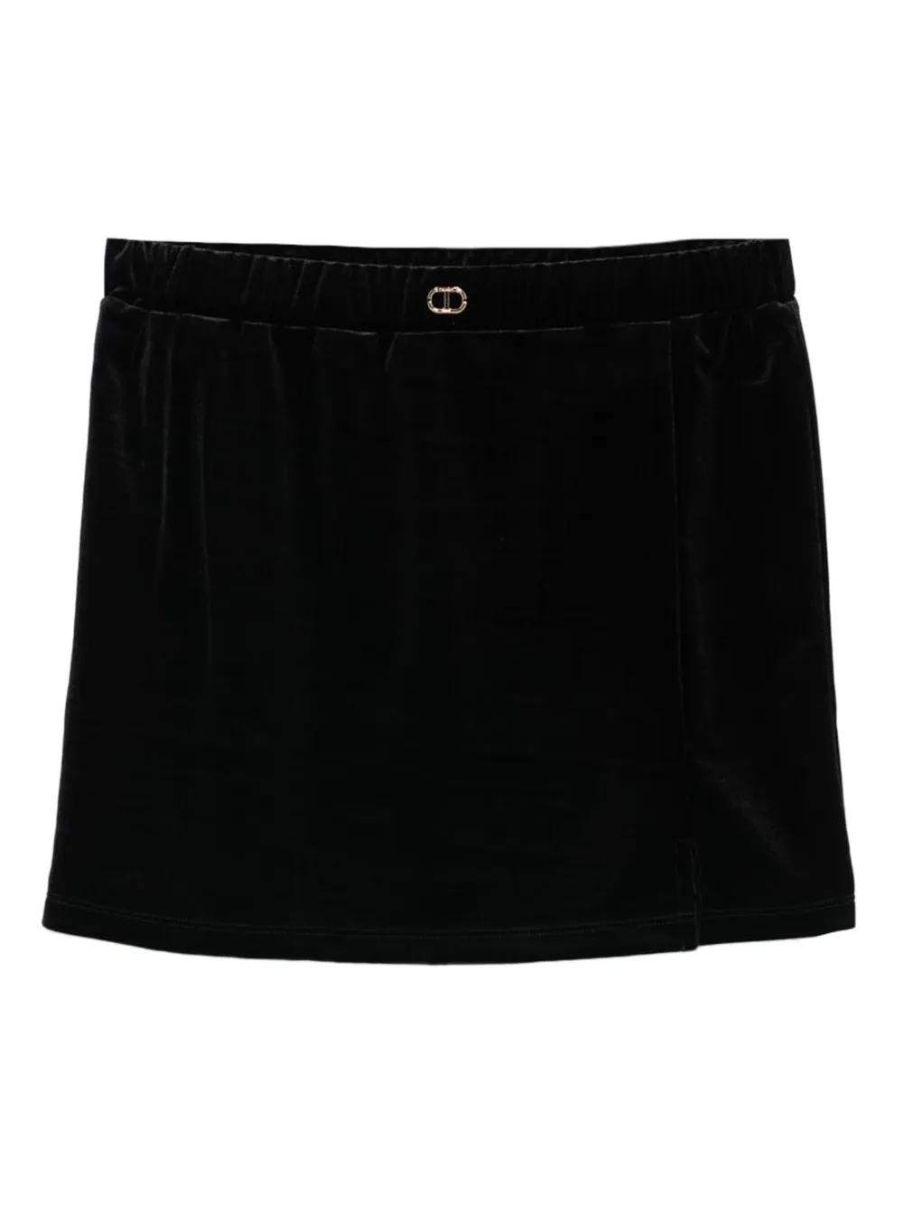 TWINSET Kids logo-plaque velvet skirt | Black | Image 1