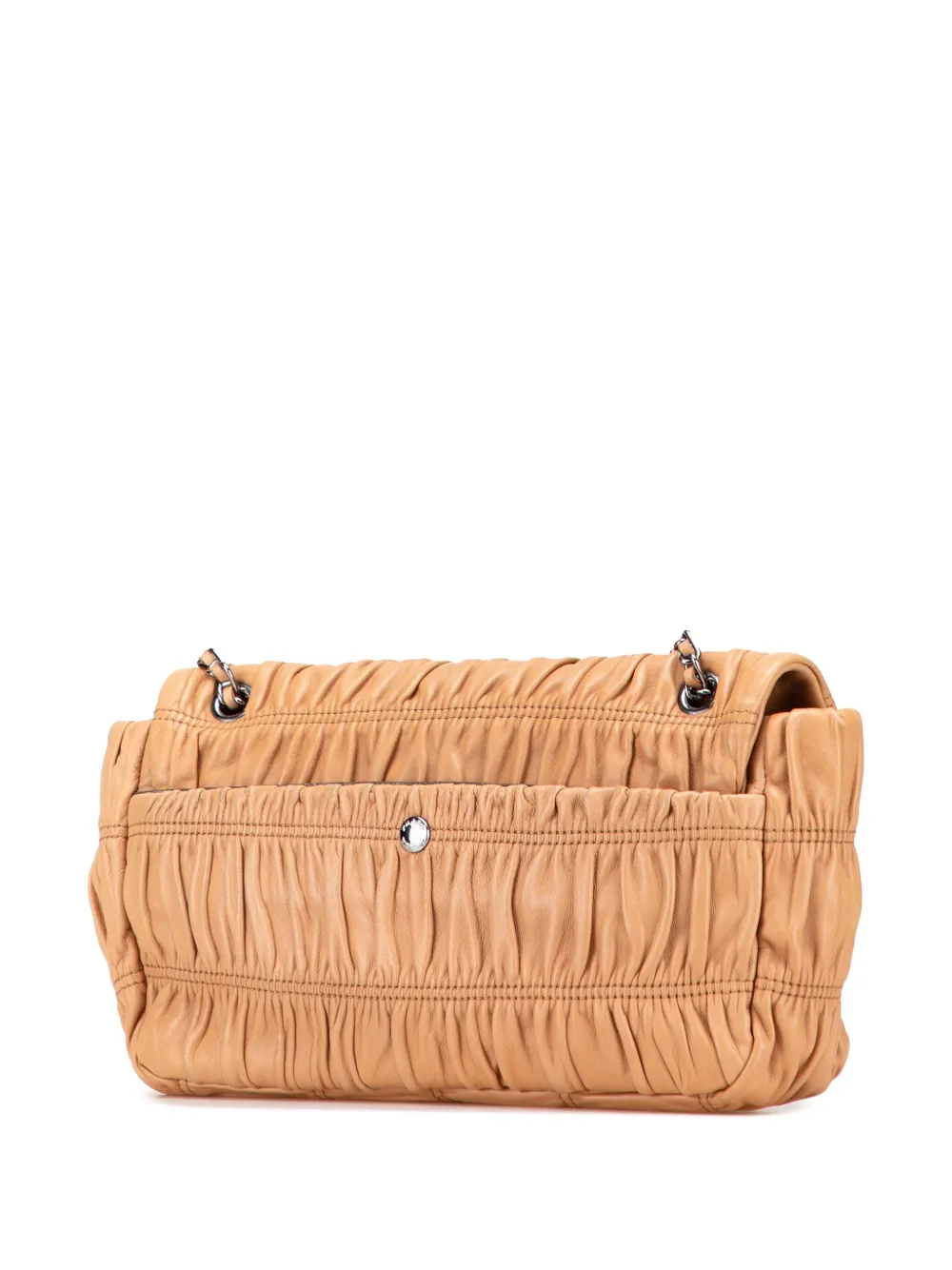 Pre-owned Prada 2000-2025 Nappa Gaufre Flap Crossbody Bag In Brown