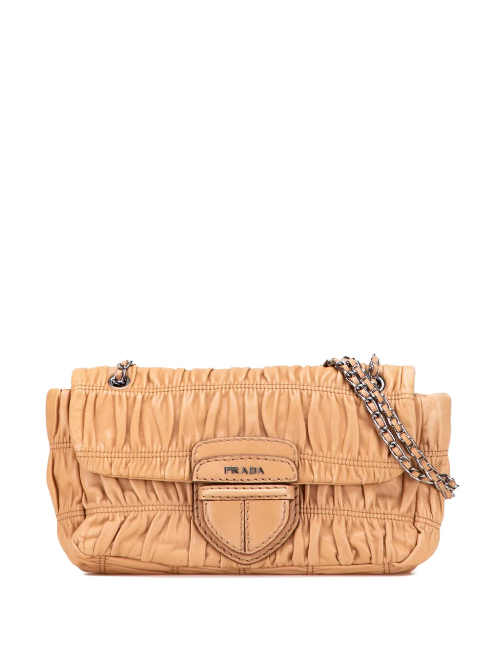 Prada Pre-Owned 2000-2025 ナッパ ゴーフル フラップ ショルダーバッグ - ブラウン Prada Pre-Owned 2000-2025 ナッパ ゴーフル フラップ ショルダーバッグ - ブラウン