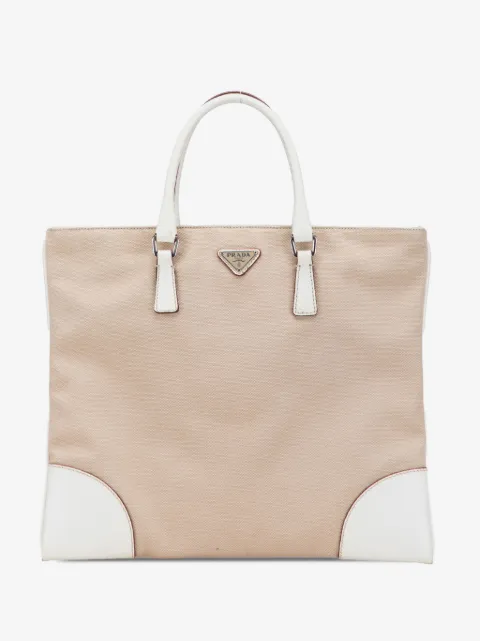 Prada Pre-Owned 2010-2020 Cinghiale Trimmed Canvas Canapa tote bag