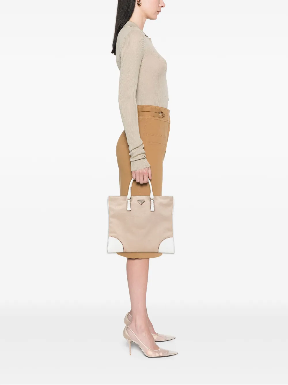 Prada Pre-Owned 2010-2020 Cinghiale Trimmed Canvas Canapa tote bag | Pre-Owned | Image 2