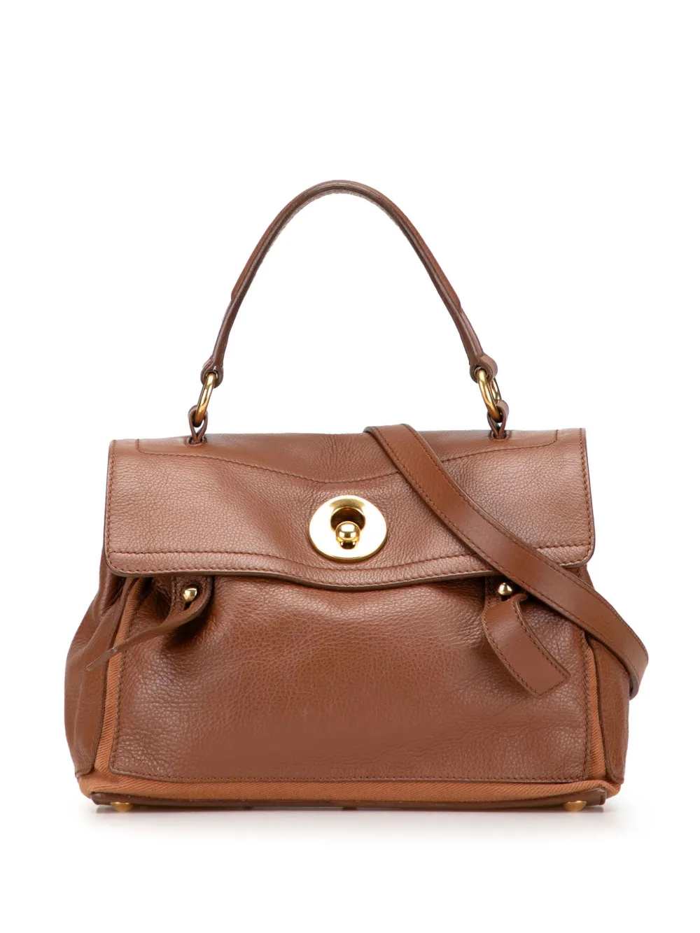 Pre-owned Saint Laurent 2000-2012 Small Leather Muse Two Satchel In Brown