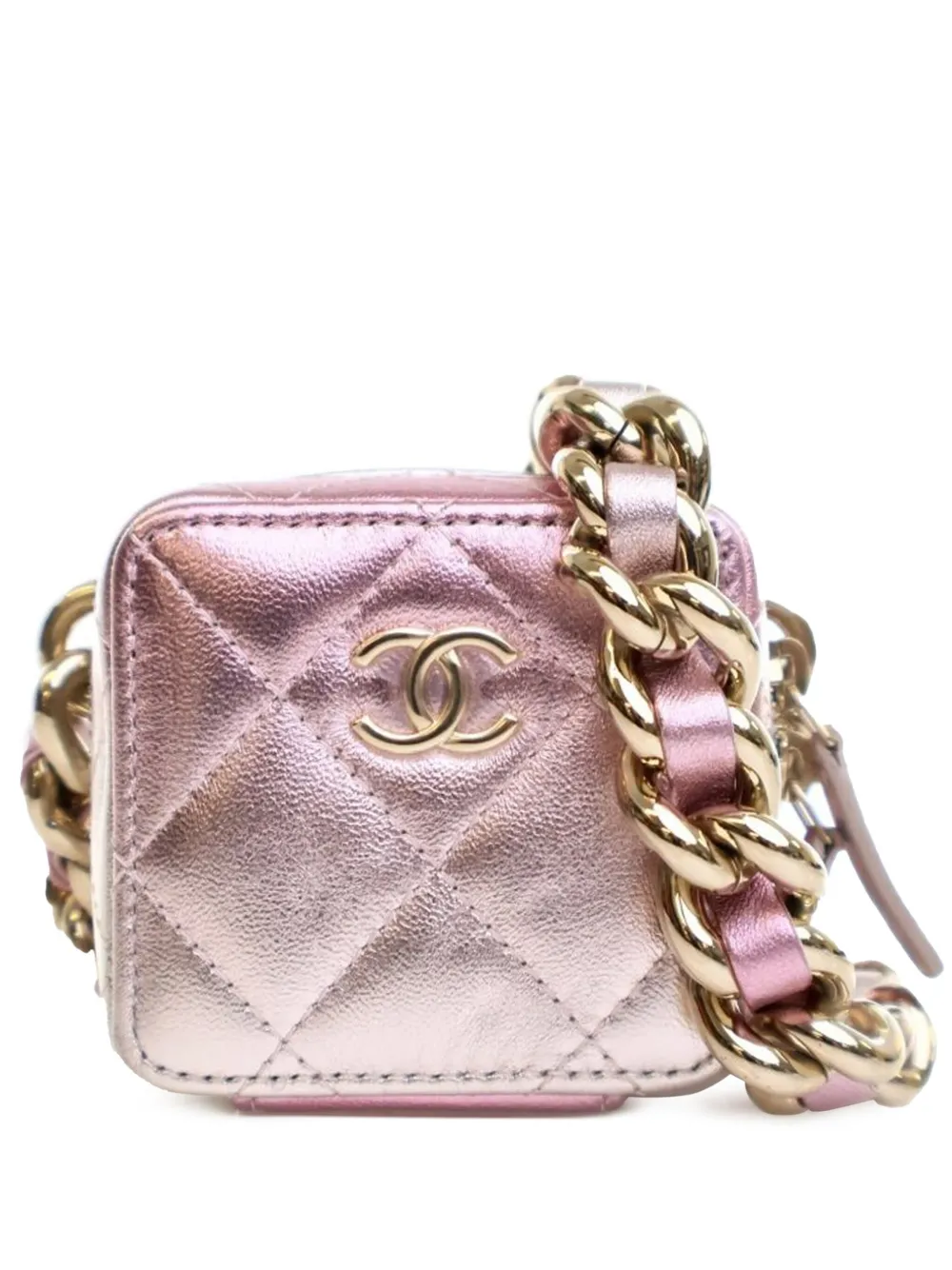 CHANEL Pre-Owned 2021-2025 ミニ メタリック ラムスキン ココ パンク キューブ ショルダーバッグ - CHANEL Pre-Owned 2021-2025 ミニ メタリック ラムスキン ココ パンク キューブ ショルダーバッグ -