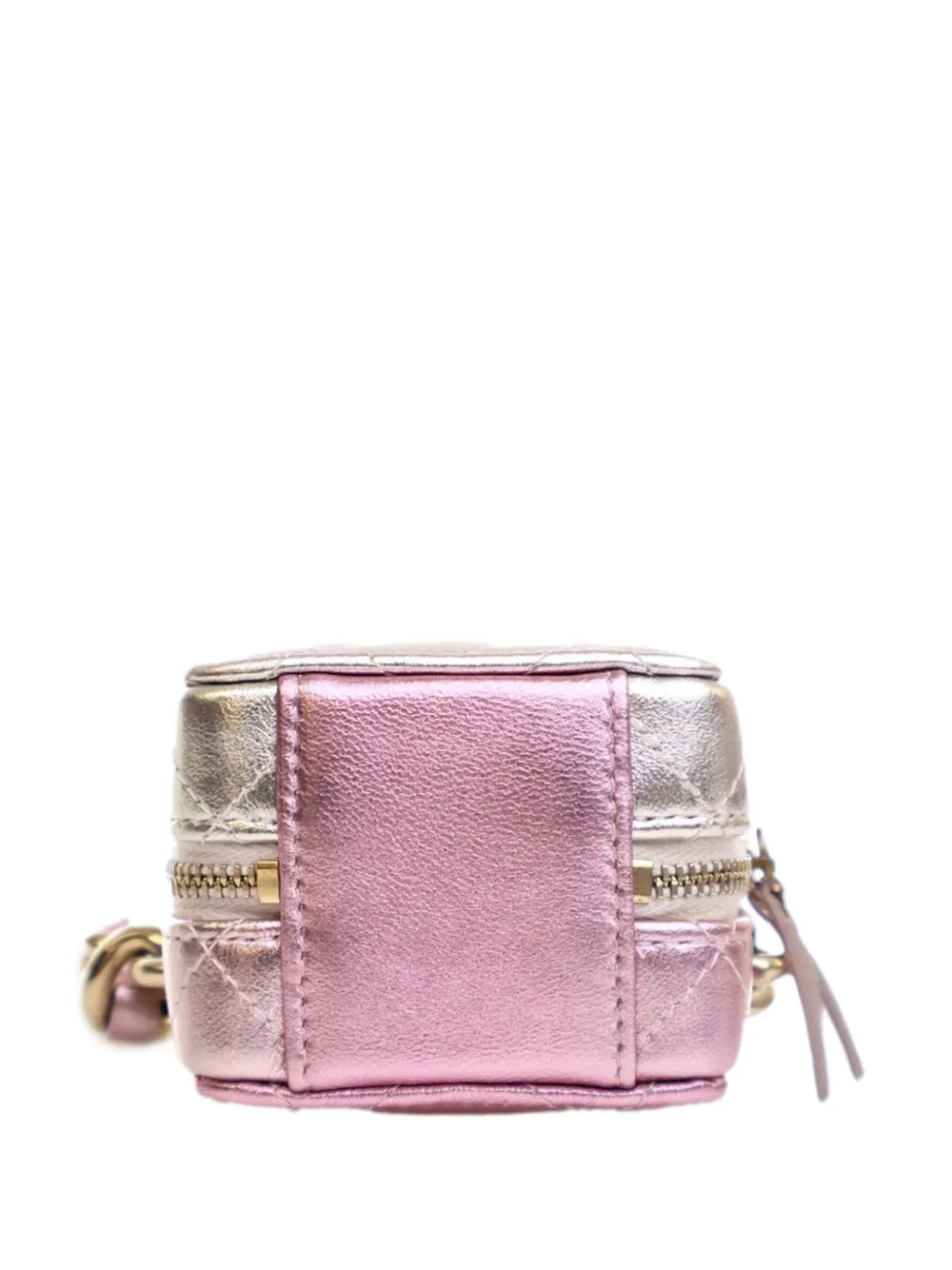 Pre-owned Chanel 2021-2025 Mini Metallic Lambskin Coco Punk Cube Bag Crossbody Bag In Gold