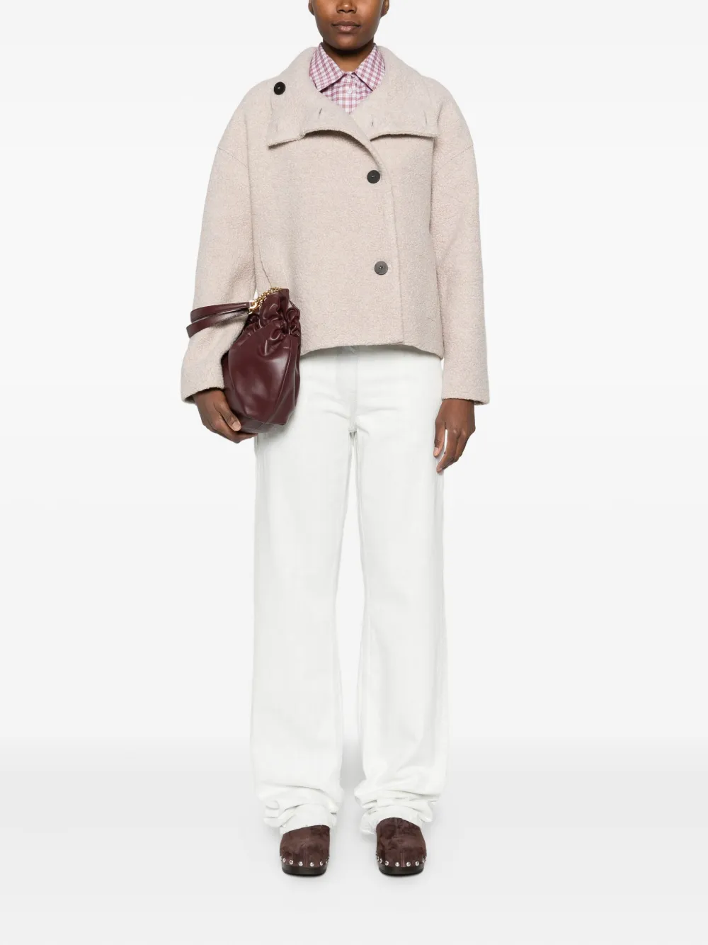 Harris Wharf London Long-sleeve Buttoned Jacket In Neutral