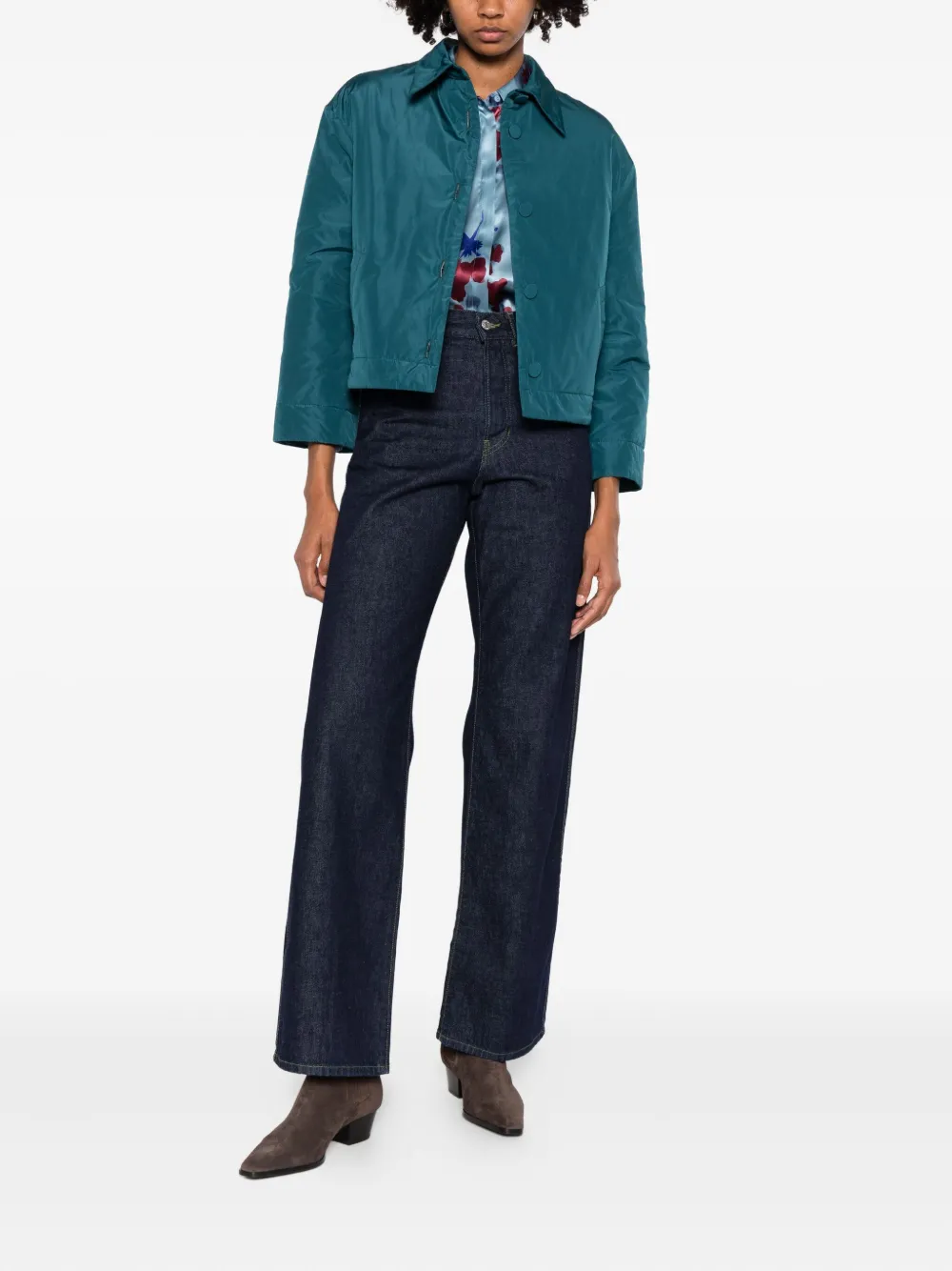 Niū Collared Padded Jacket In Green