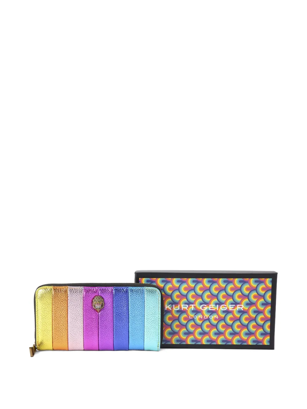 Kurt Geiger London Kensington Zip Around Multicolor Wallet In Brown