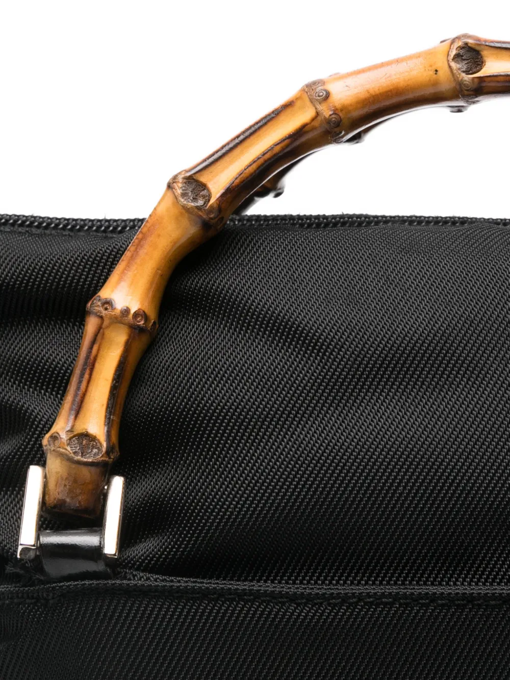 Pre-owned Gucci 2000s Bamboo Two-way Handbag In Black