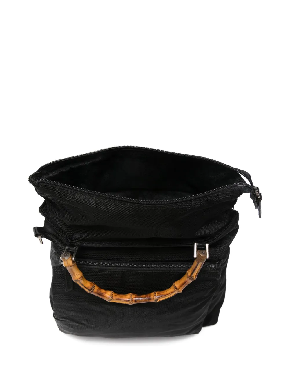 Pre-owned Gucci 2000s Bamboo Two-way Handbag In Black