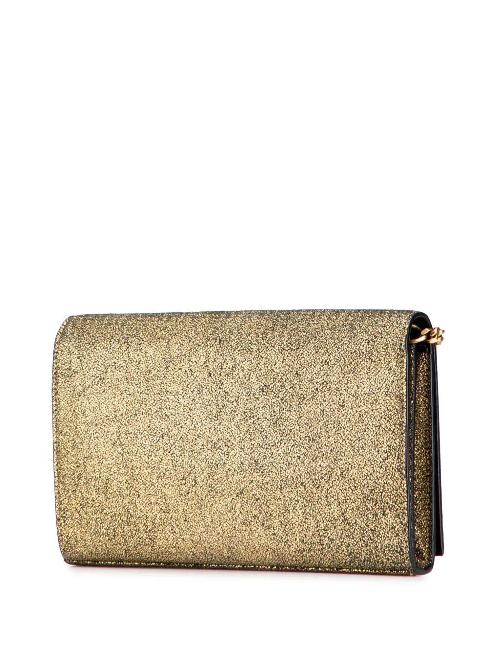 Pre-owned Saint Laurent 2018 Metallic Leather Monogram Kate Wallet On Chain Crossbody Bag In Gold