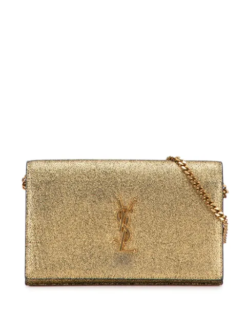 Saint Laurent Pre-Owned 2018 Metallic Leather Monogram Kate Wallet on Chain crossbody bag