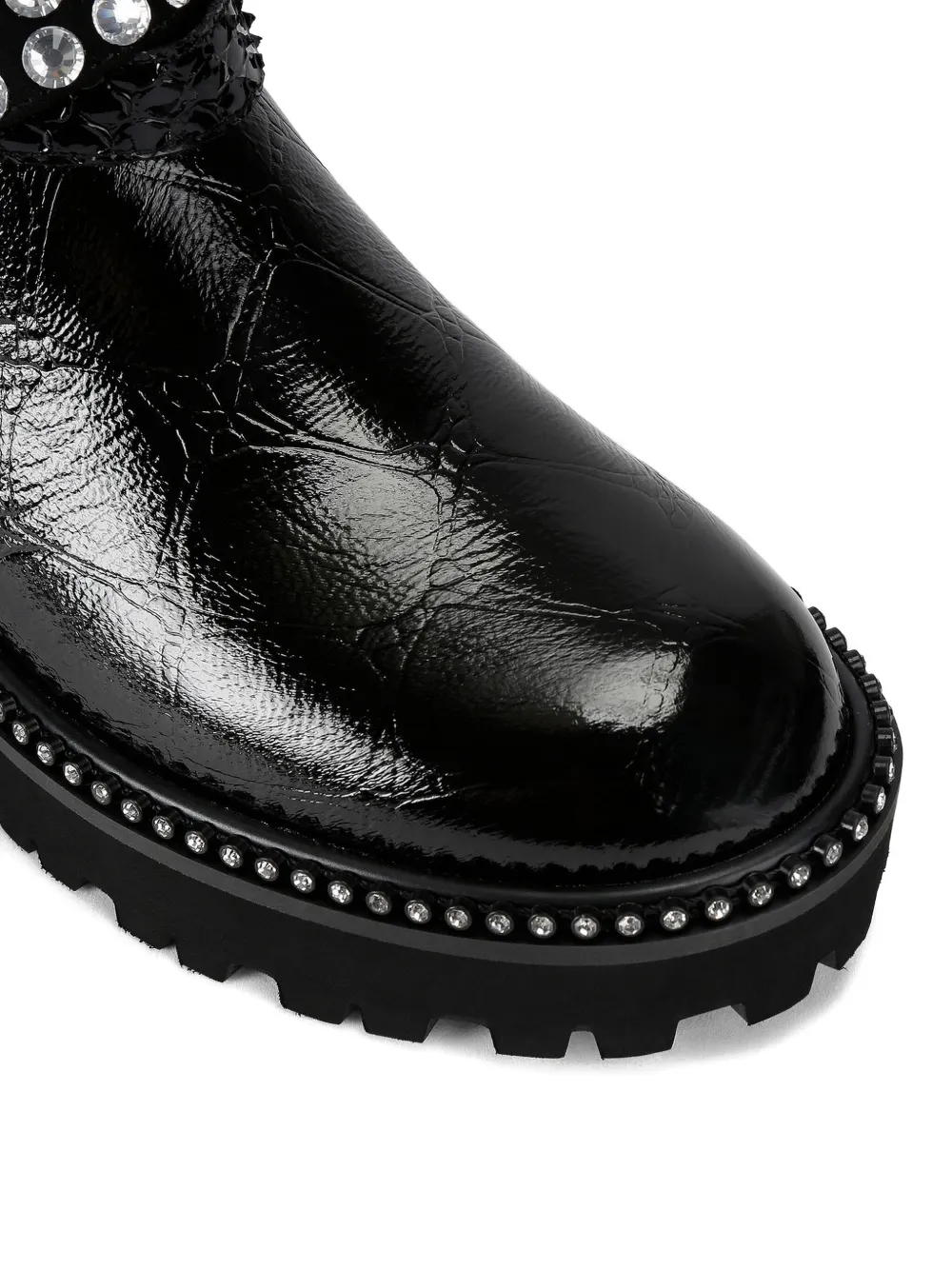 Kurt Geiger London Bikerlaarzen verfraaid met kristallen en bandjes Zwart