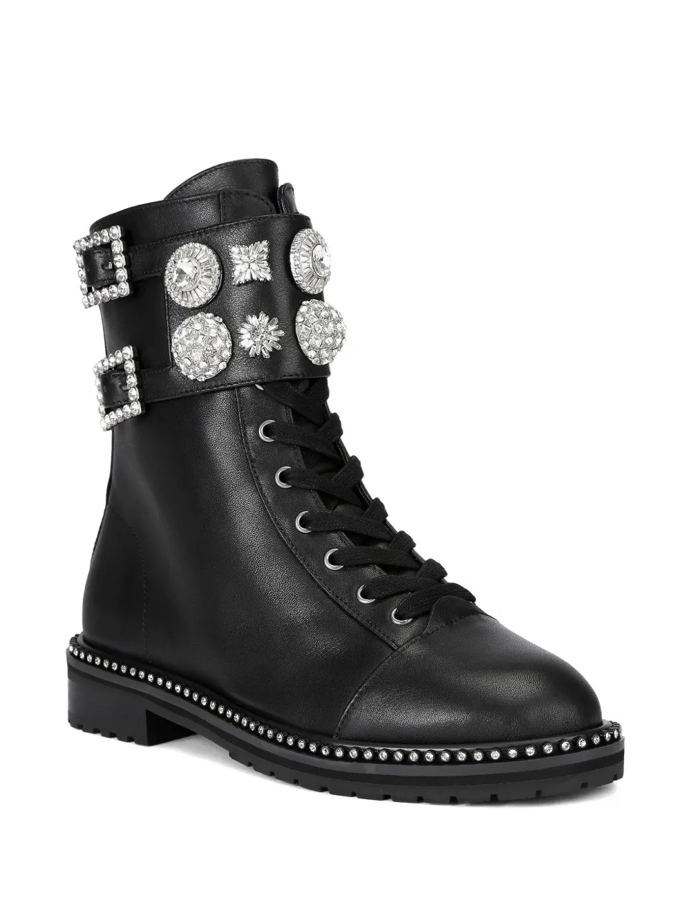 Kurt Geiger London Stoop combat boots met kristallen gesp Zwart