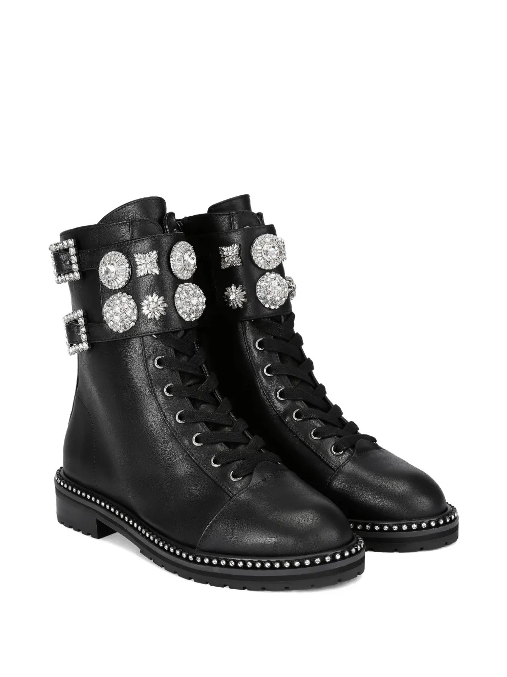 Kurt Geiger London Stoop combat boots met kristallen gesp Zwart