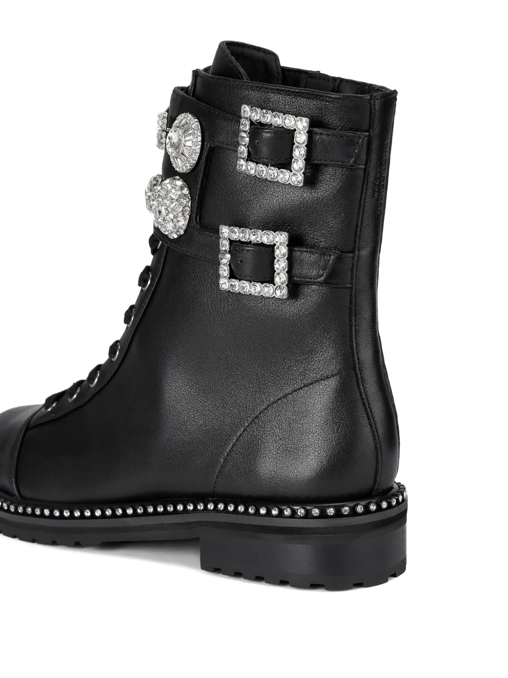 Kurt Geiger London Stoop combat boots met kristallen gesp Zwart