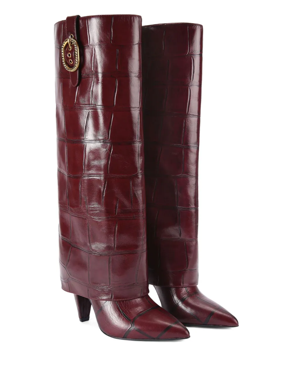 Kurt Geiger London 100 mm laarzen met omslag en krokodillen-reliëf Rood