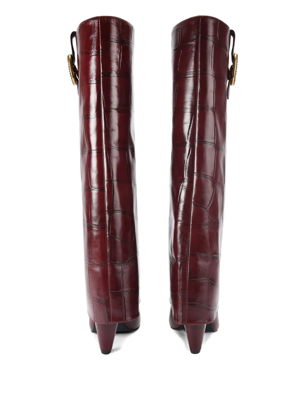 Kurt Geiger London 100 mm laarzen met omslag en krokodillen-reliëf Rood