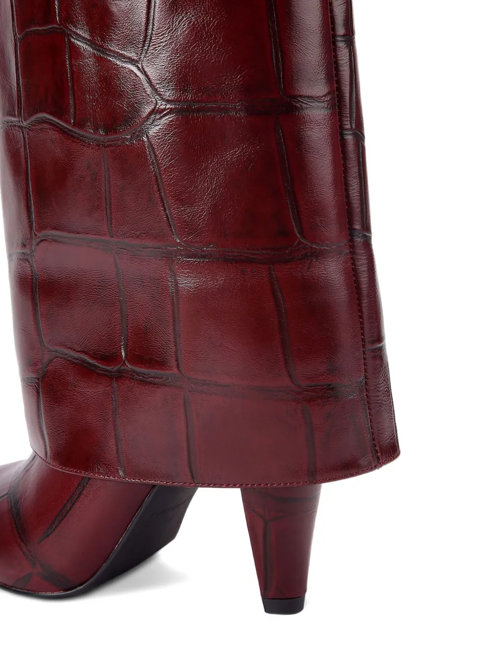 Kurt Geiger London 100 mm laarzen met omslag en krokodillen-reliëf Rood
