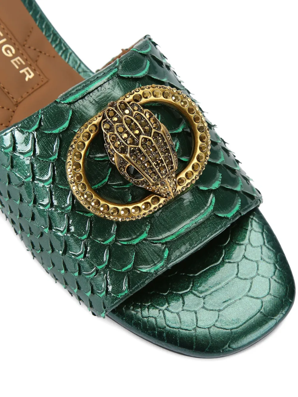 Kurt Geiger London Chelsea sandalen met slangen-reliëf en gesp Groen