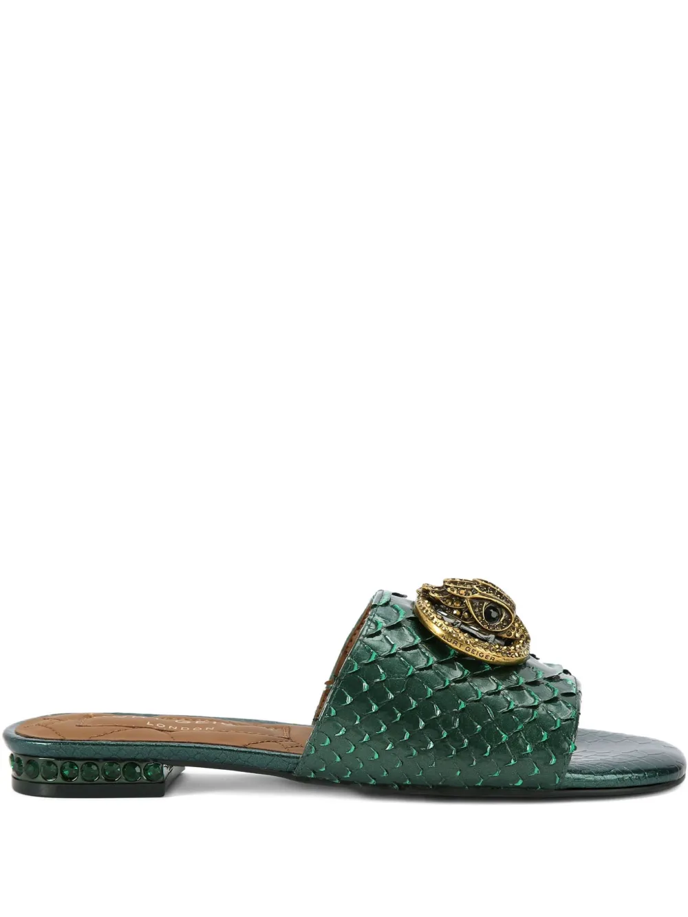 Kurt Geiger London Chelsea sandalen met slangen-reliëf en gesp Groen