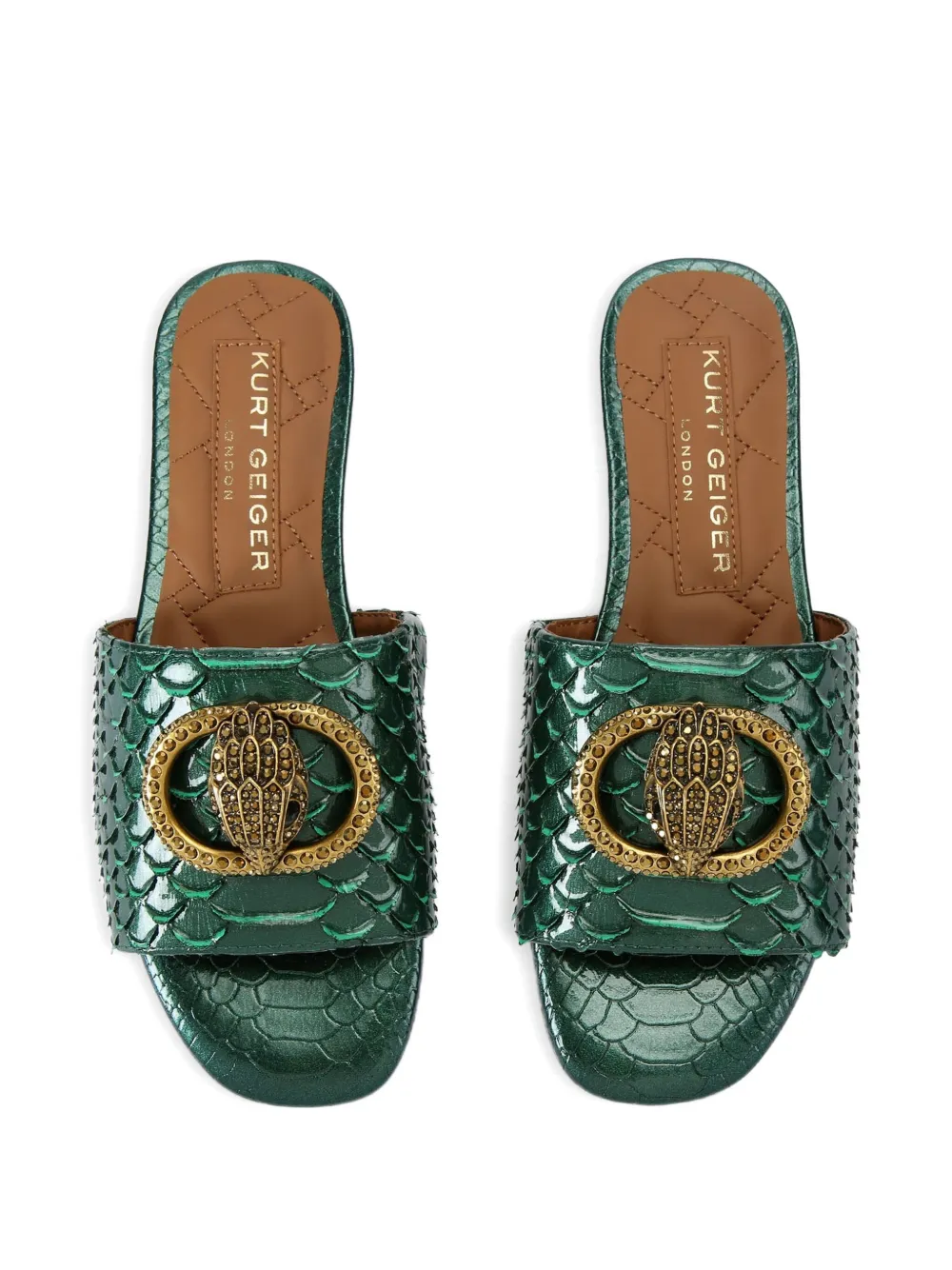 Kurt Geiger London Chelsea sandalen met slangen-reliëf en gesp Groen