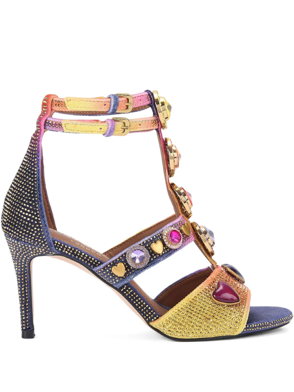 Kurt Geiger London 80mm Gem High Gladiator heart embellished high-heel Kurt Geiger London 80mm Gem High Gladiator heart embellished high-heel