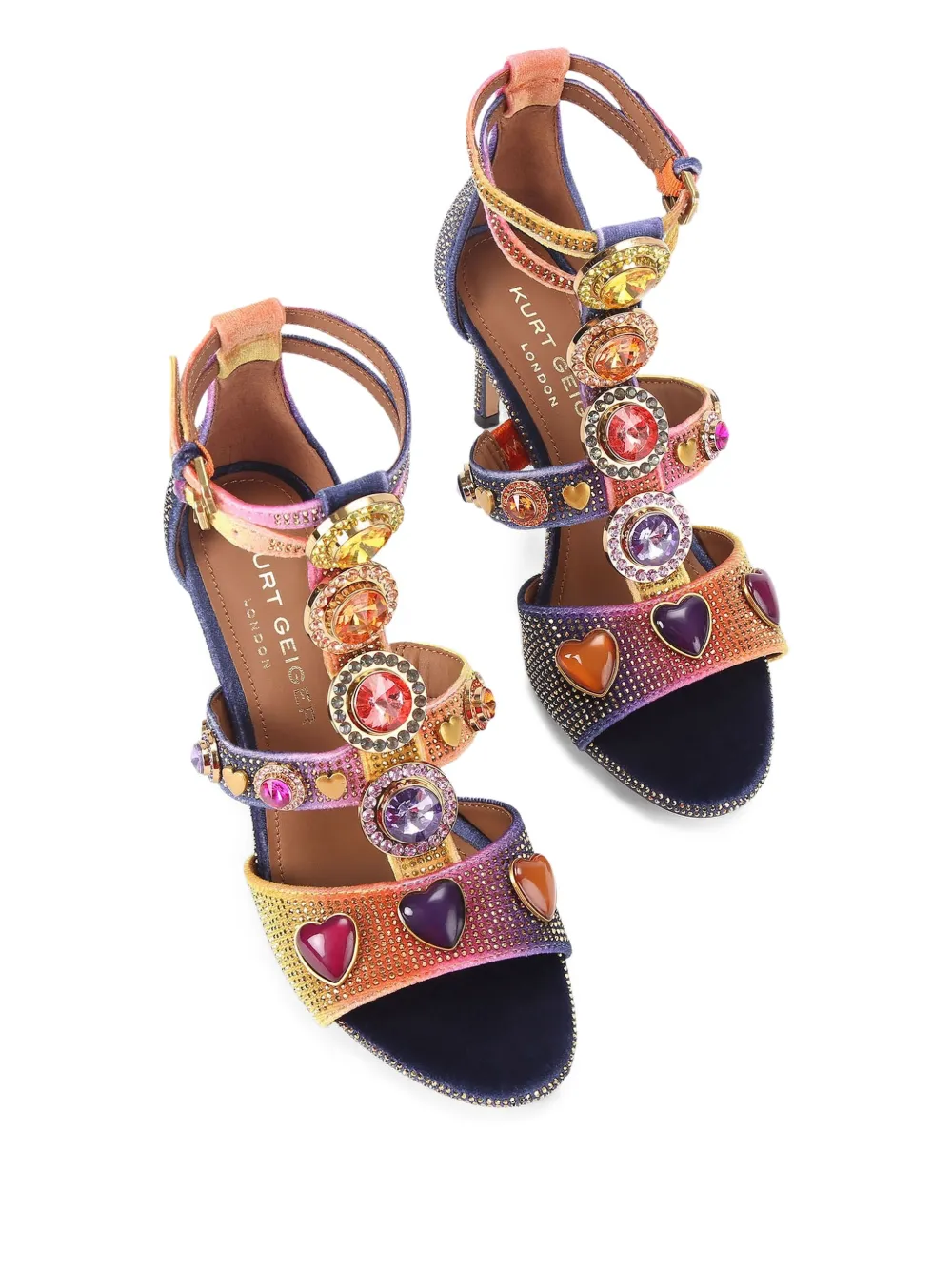 Kurt Geiger London 80 mm Gem High Gladiator sandalen met hoge hak en verfraaid met hart Blauw