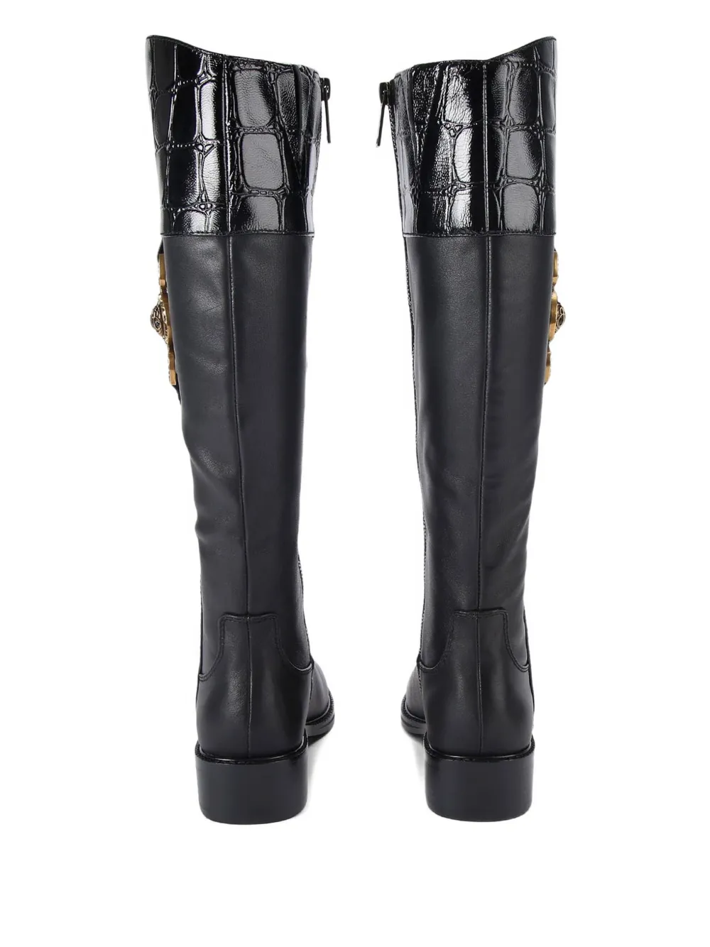 Kurt Geiger Mansion Riding Croc-effect Medallion Boots In Black