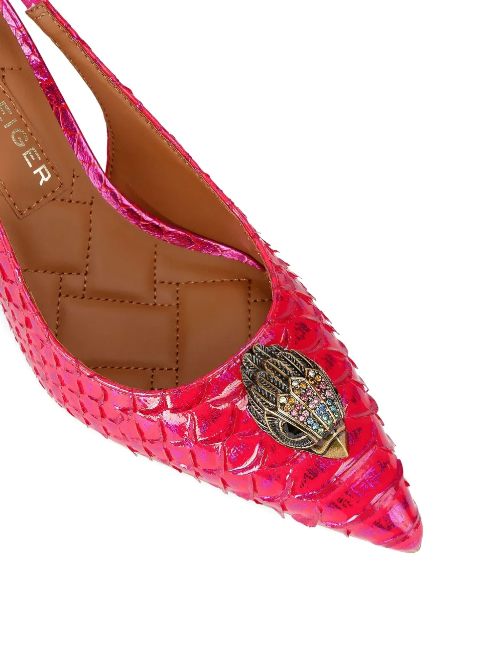 Kurt Geiger 85mm Belgravia High Sling Snake-embossed High-heel Pumps In Red