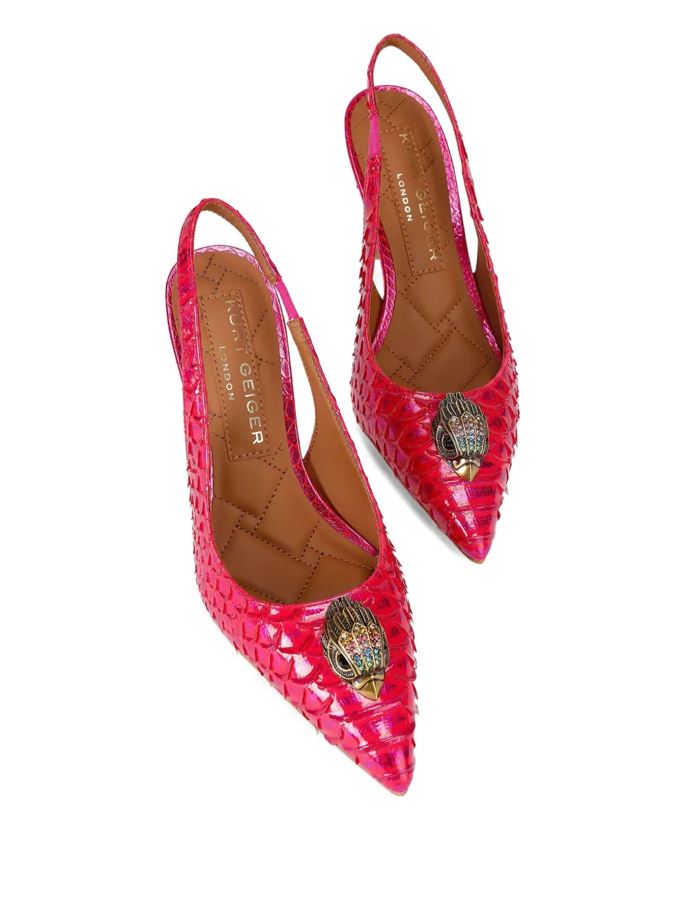 Kurt Geiger 85mm Belgravia High Sling Snake-embossed High-heel Pumps In Red