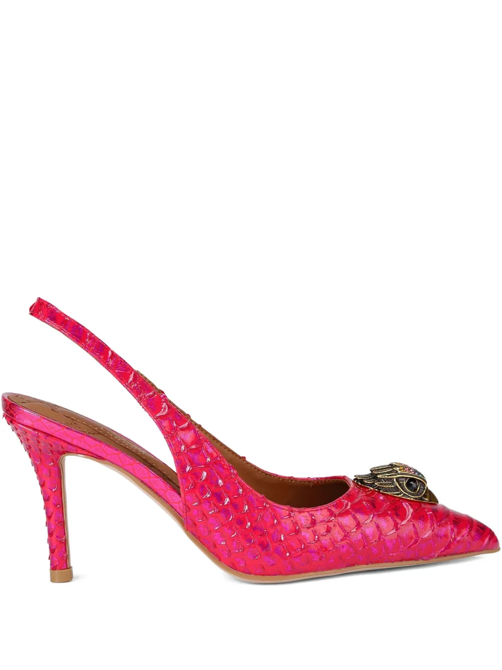 Kurt Geiger 85mm Belgravia High Sling Snake-embossed High-heel Pumps In Pink