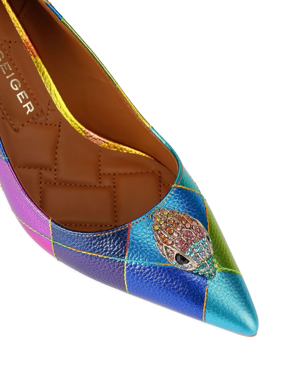 Kurt Geiger 85mm Belgravia Court Eagle-head-embellished High-heel Pumps In Blue