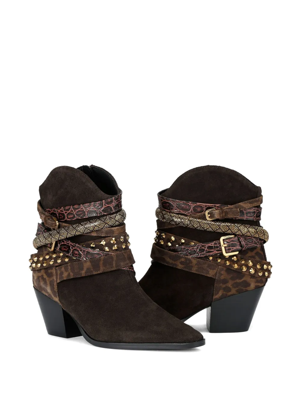 Kurt Geiger London 70 mm laarzen met Western-stijl puntige neus en meerdere bandjes Bruin