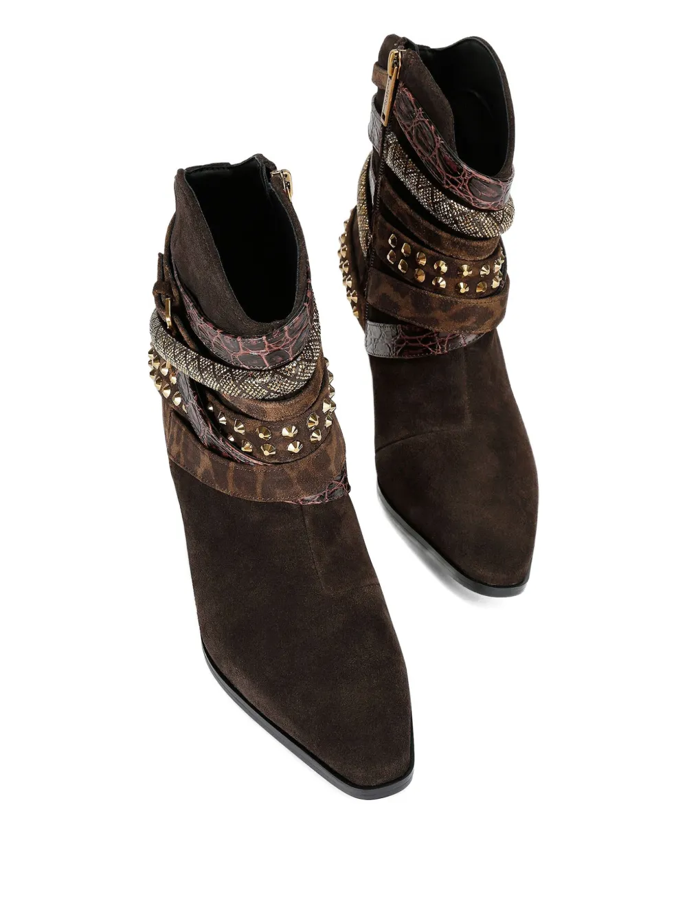 Kurt Geiger London 70 mm laarzen met Western-stijl puntige neus en meerdere bandjes Bruin