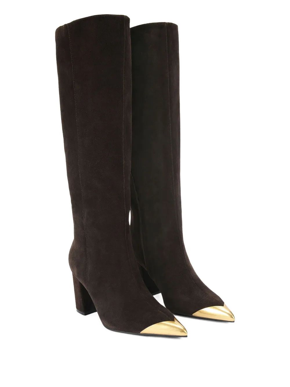 Kurt Geiger 80mm Regent Cap Pointed Knee-high Boots In Brown