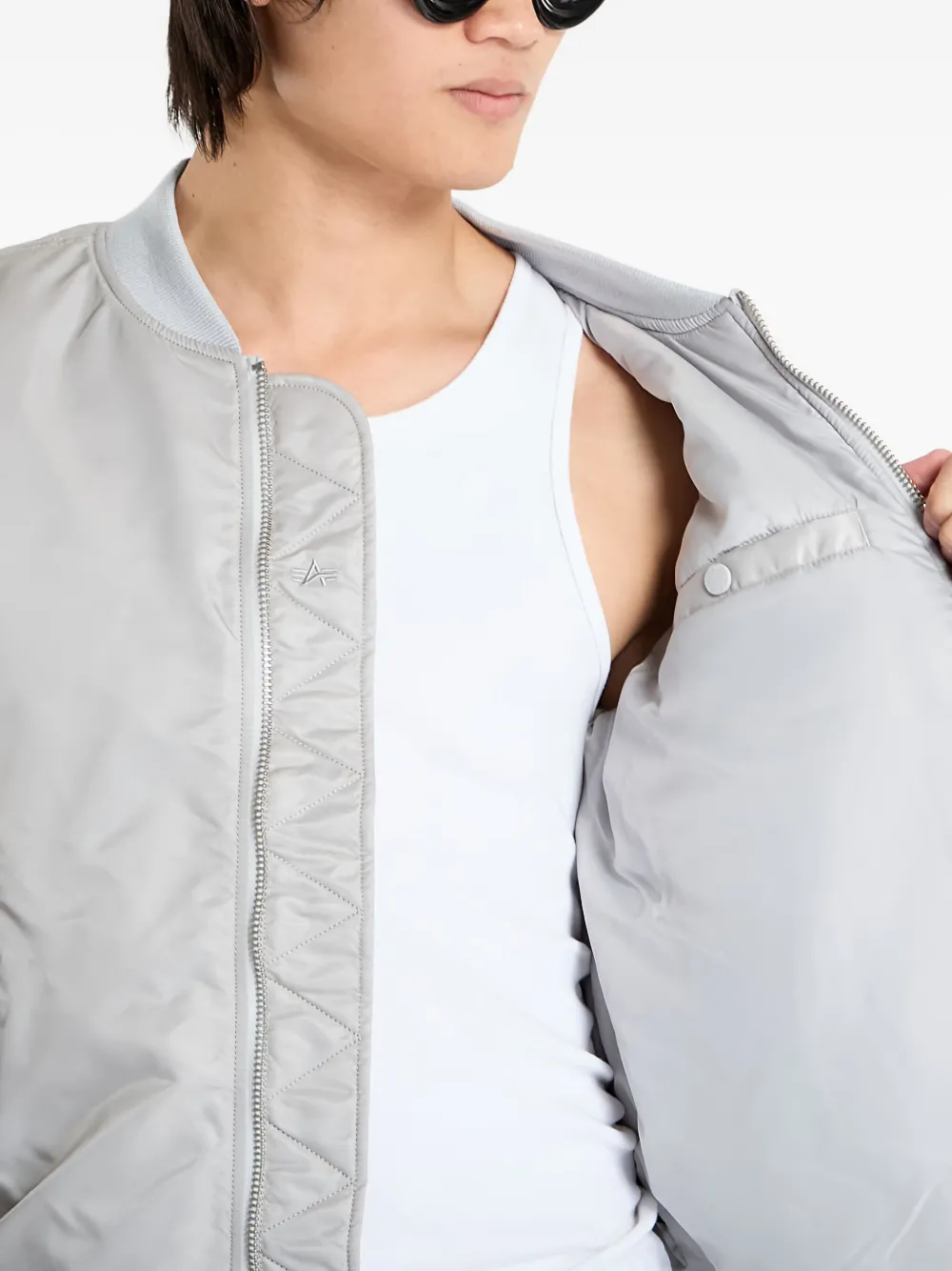 Alpha Industries Grey Reversible Zip-up Bomber Jacket In Gray