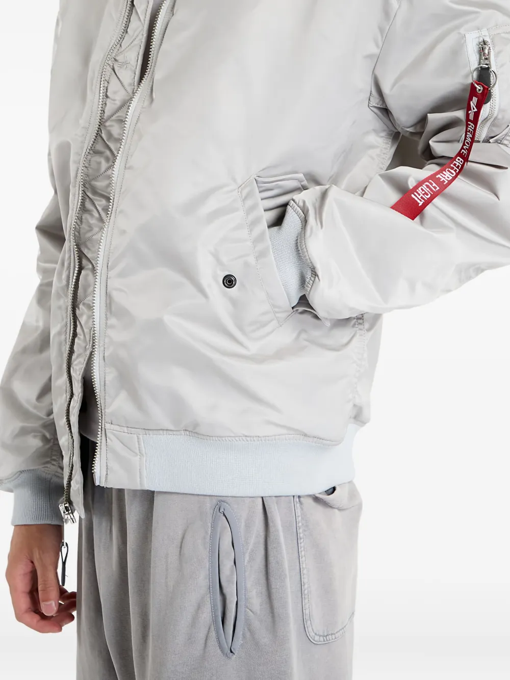 Alpha Industries Grey Reversible Zip-up Bomber Jacket In Gray