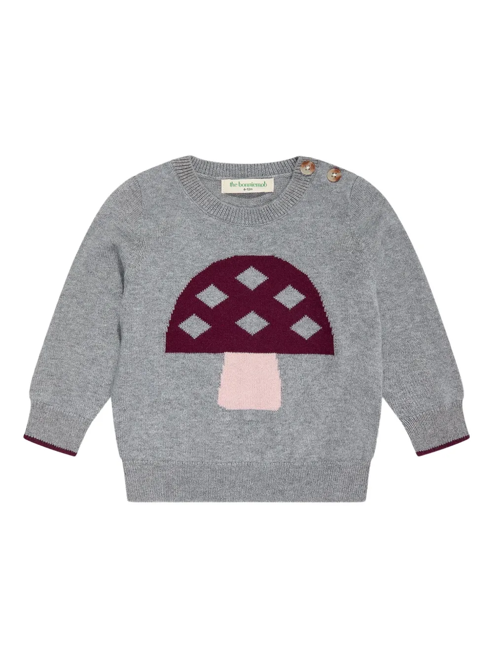 The Bonnie Mob Kids Sparrow mushroom-applique sweater - グレー The Bonnie Mob Kids Sparrow mushroom-applique sweater - グレー
