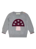 The Bonnie Mob Kids Sparrow mushroom-applique sweater - Grey
