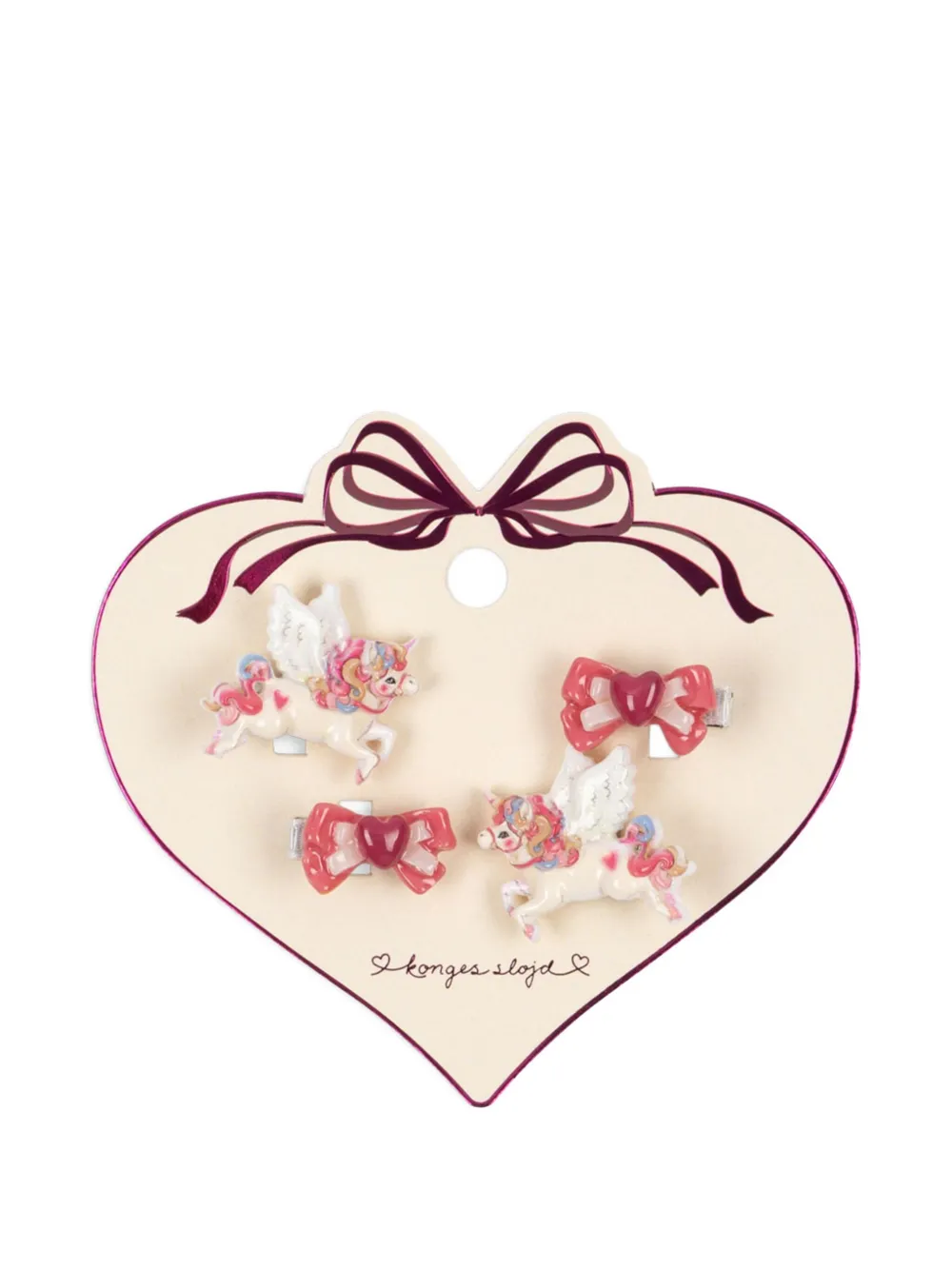 Konges Sløjd Unicorn Bow Hair Clip (pack Of Four) In Pink