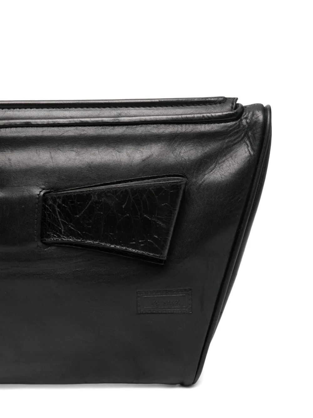 Pre-owned Versace 1980s Leather Clutch Bag In Black
