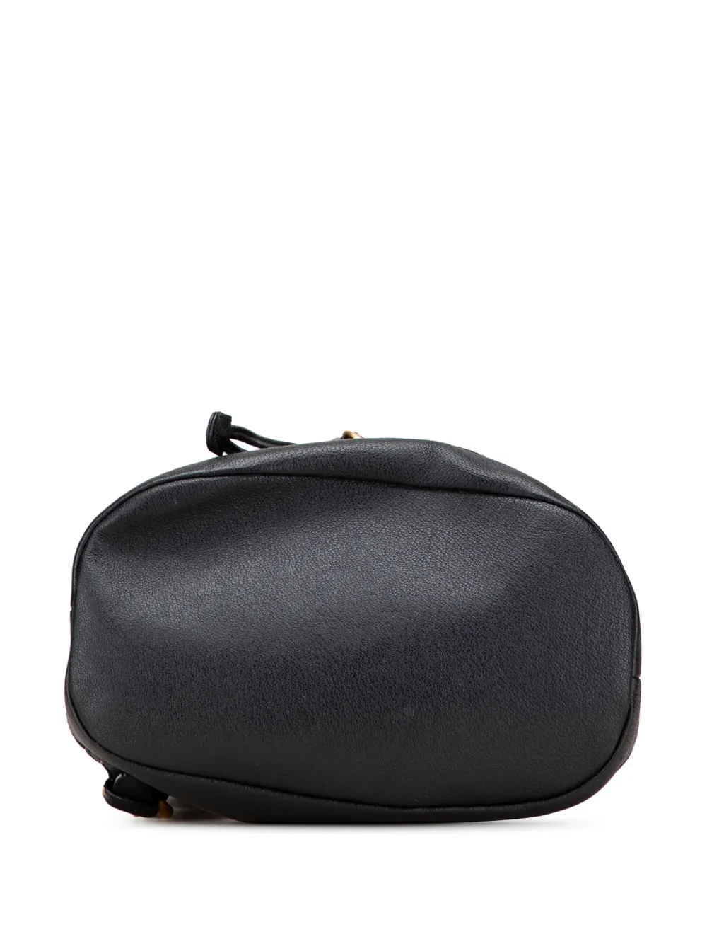 Pre-owned Gucci 20th Century Suede Bamboo Drawstring Backpack In Black