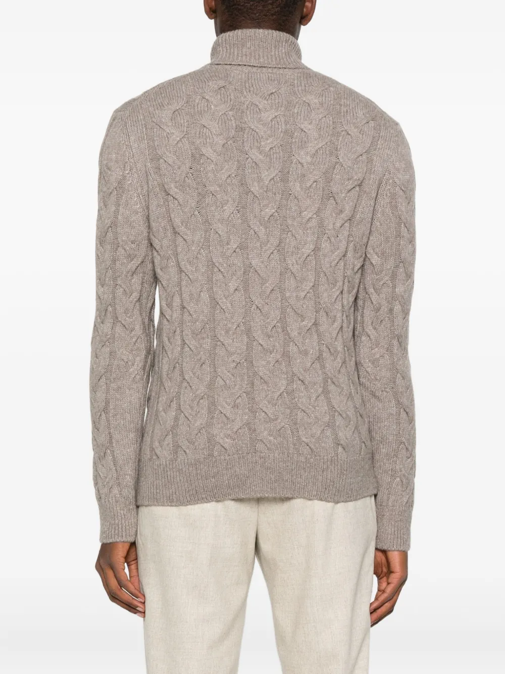 Gran Sasso Cable-knit Roll-neck Sweater In Gray