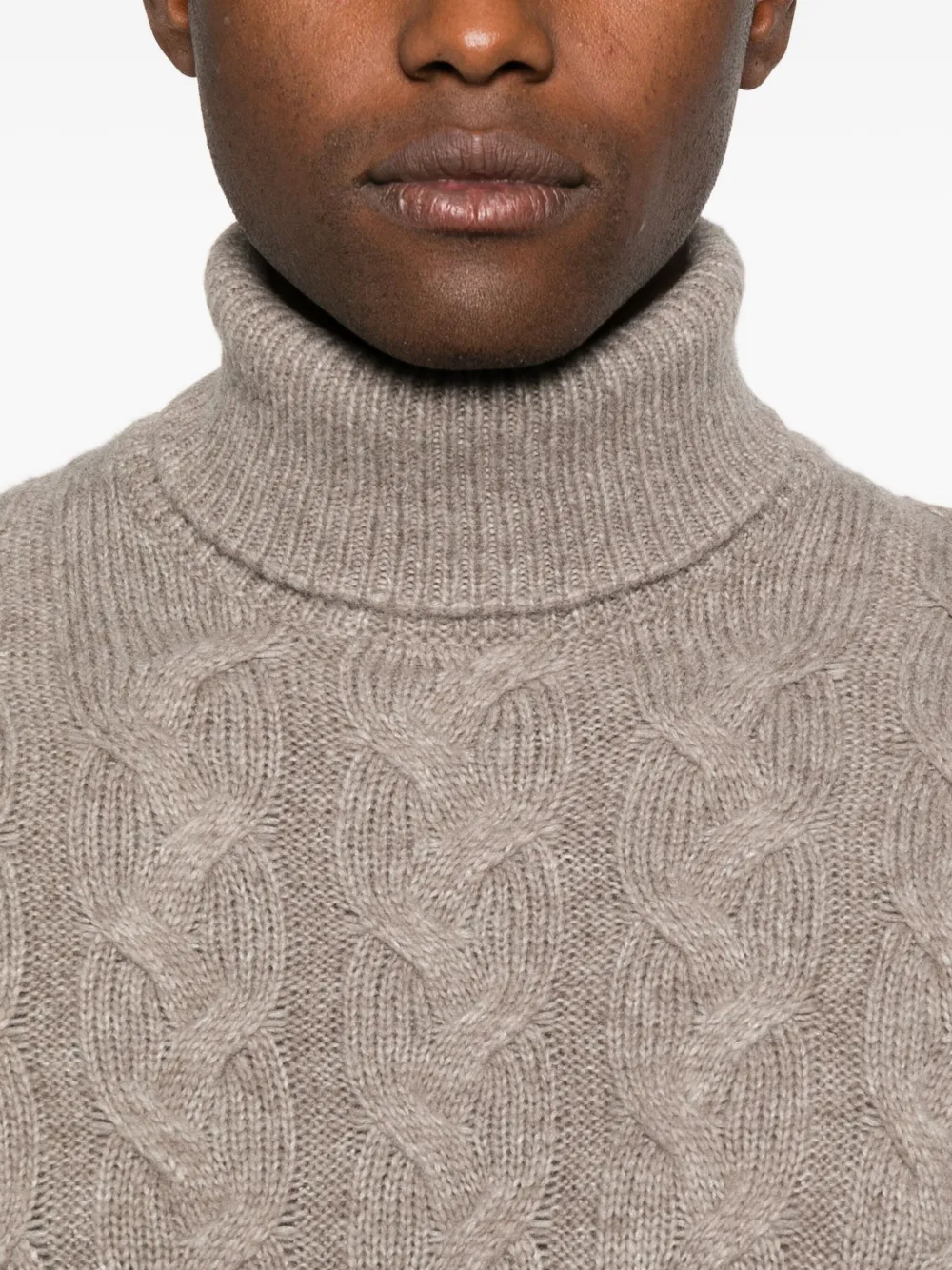 Gran Sasso Cable-knit Roll-neck Sweater In Gray