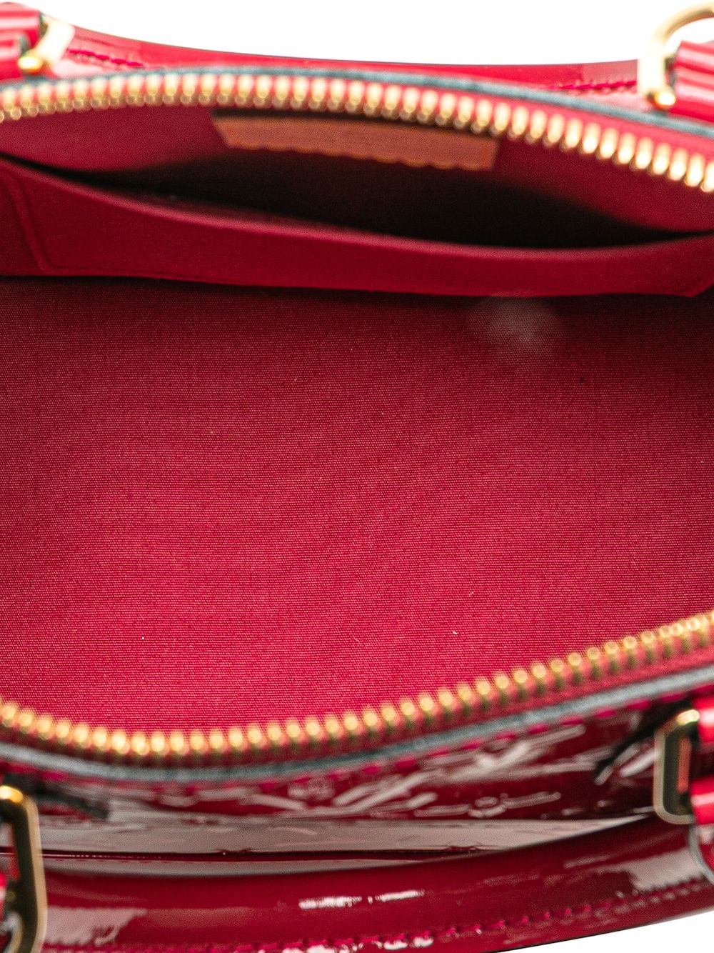 Pre-owned Louis Vuitton 2014 Monogram Vernis Alma Bb Satchel In Red